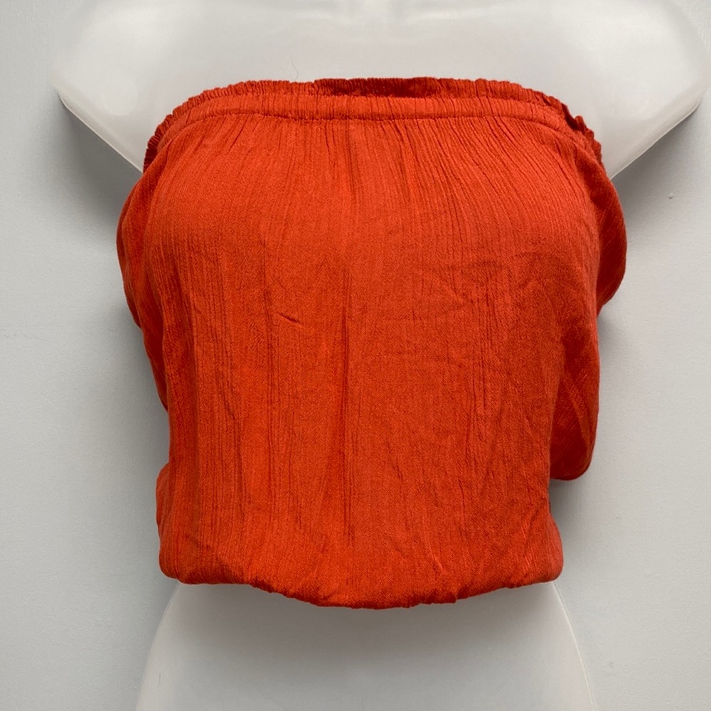 South Moon Under Orange Strapless Crop Top